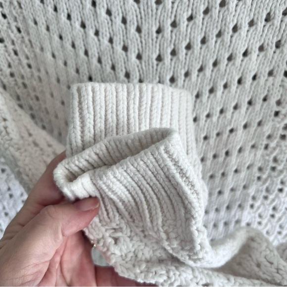 Eddie Bauer Women's White Cotten Open Knit Sweater Large - Picture 4 of 5